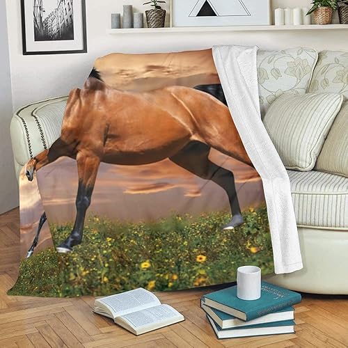 Miniatura 3 de Manta personalizada con nombre, texto, caballo corriendo, manta de forro polar suave para regalos (50 x 60 pulgadas)