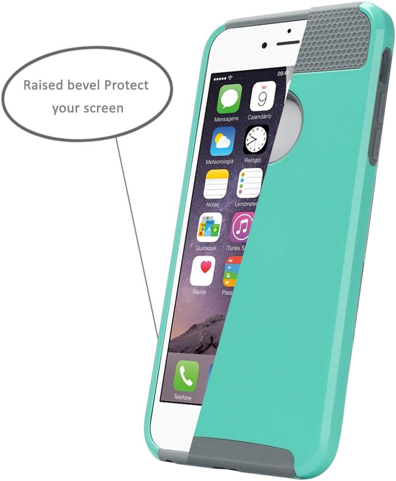 ULAK iPhone 6 Plus Case,iPhone 6S Plus Case, Slim Dual Layer Protection Scratch Resistant Hard Back Cover Shock Absorbent TPU Bumper Case for Apple iPhone 6/6S Plus 5.5 inch-Mint+Gray
