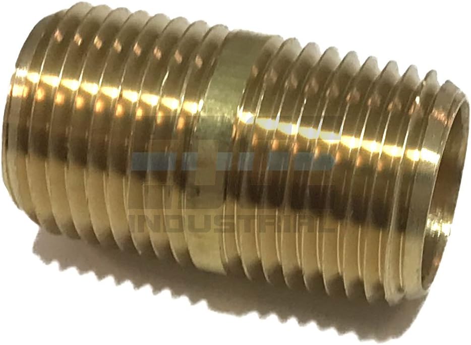 Super Brands EDGE INDUSTRIAL Brass Long Nipple 1/2" X 1/2", 1-1/2" Length, Male NPT MNPT Fuel/AIR/Water/Oil/Gas WOG (Qty 01)