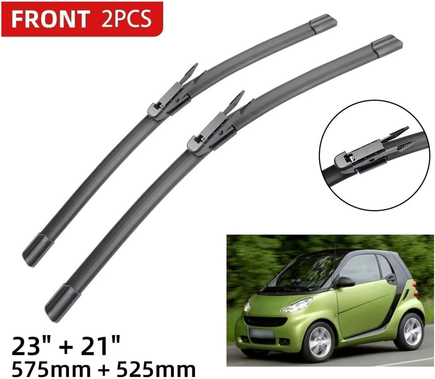 Wiper Refills For Smart For ForTwo W451 2007 2008 2009 2010 2011 2012 2013 2014 Front Wiper 23"+21"