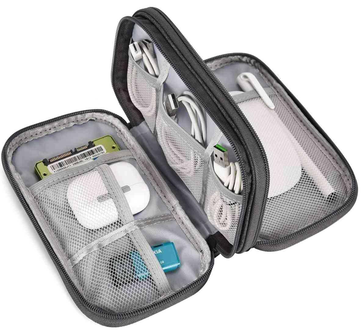SaleOn 8.3X5 Inch Portable Storage Organizer Bag Usb Cable, Earphone, Power Bank, Mobile Charger, Hard Disk & Digital Gadgets With Mesh, Dual Zippers & Elastic Loops, Inside Color May Vary, grey SaleOn 8.3X5 Inch Portable Storage Organizer Bag Usb Cable, Earphone, Power Bank, Mobile Charger, Hard Disk & Digital Gadgets With Mesh, Dual Zippers & Elastic Loops, Inside Color May Vary, grey