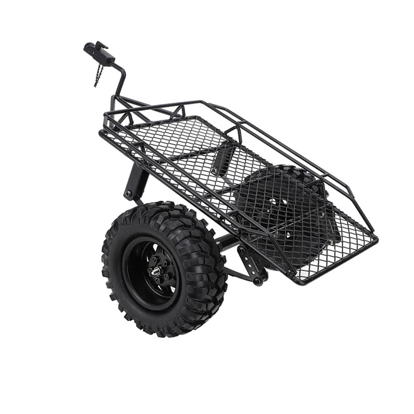 Qcwwy Przyczepa Samochodowa RC Przyczepa z Metalowym Wiadrem do D90, Skala 1/10 DIY Części do Symulacji (BLACK)