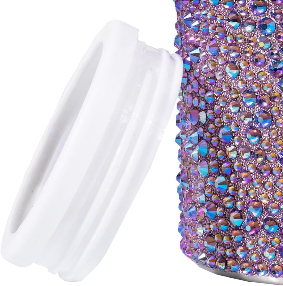 Strass Beverage Insulator for Standard Can, Glass Rhinestones on Stainless Steel, Lavender Iridescent, Sold Individually