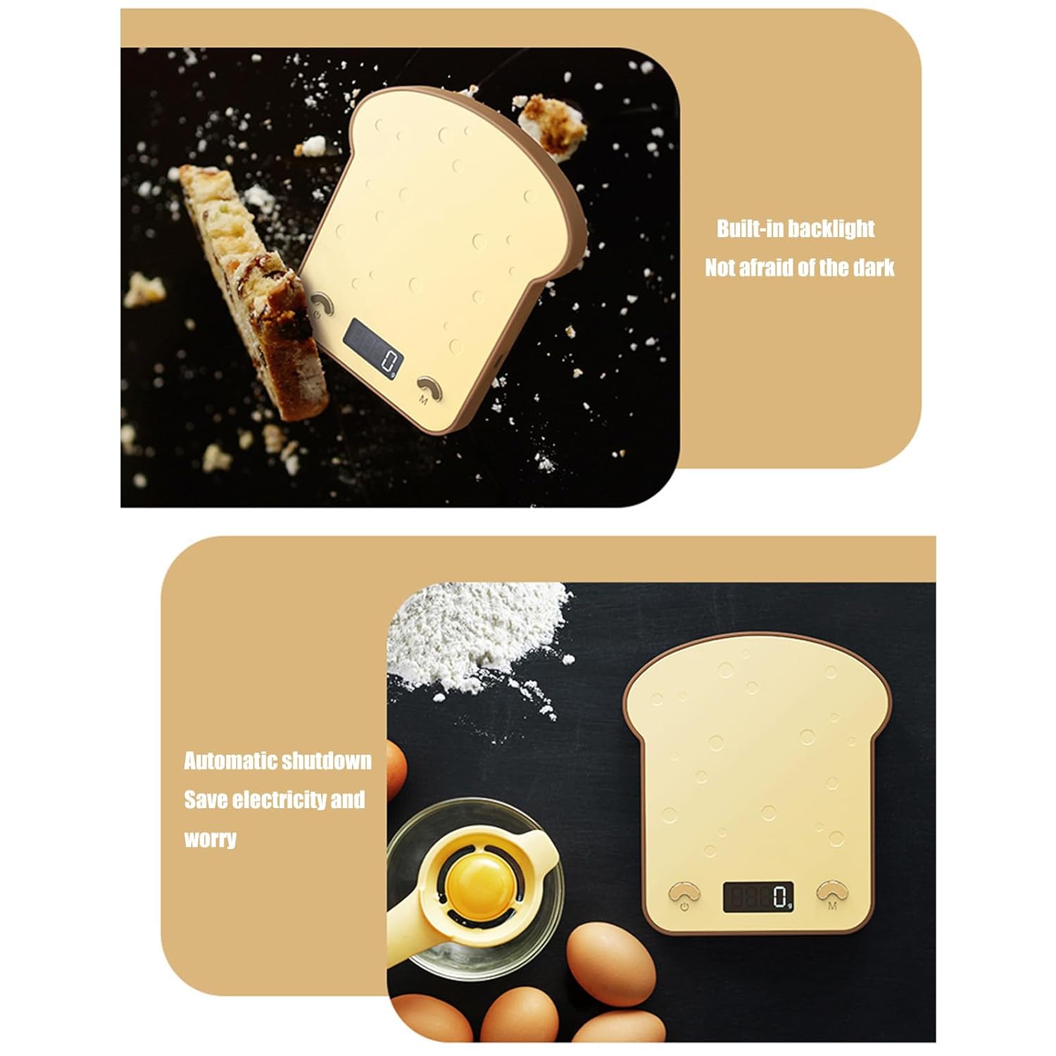 Creative Toast Shape Electronic Kitchen Scale Digital Wighting for Precise Baking and Cooking Measurements