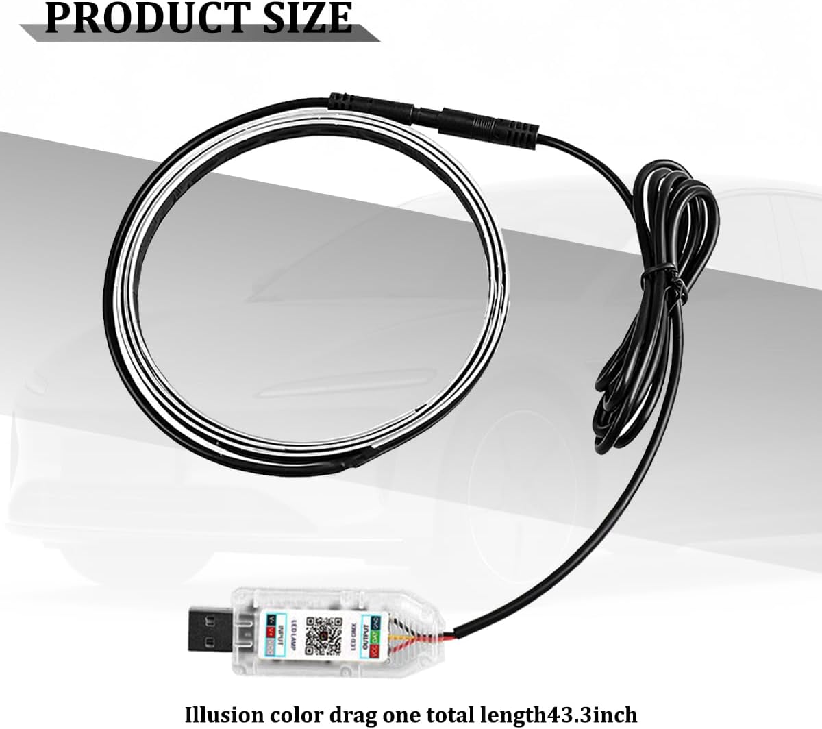 Car LED Strip Lights, 43.3 Inch 64 Colors Music Mode Inside Vehicle Dash Ambient Lighting Kit with Wireless Remote Control, Automotive Interior Dashboard Lamp, Universal Fit