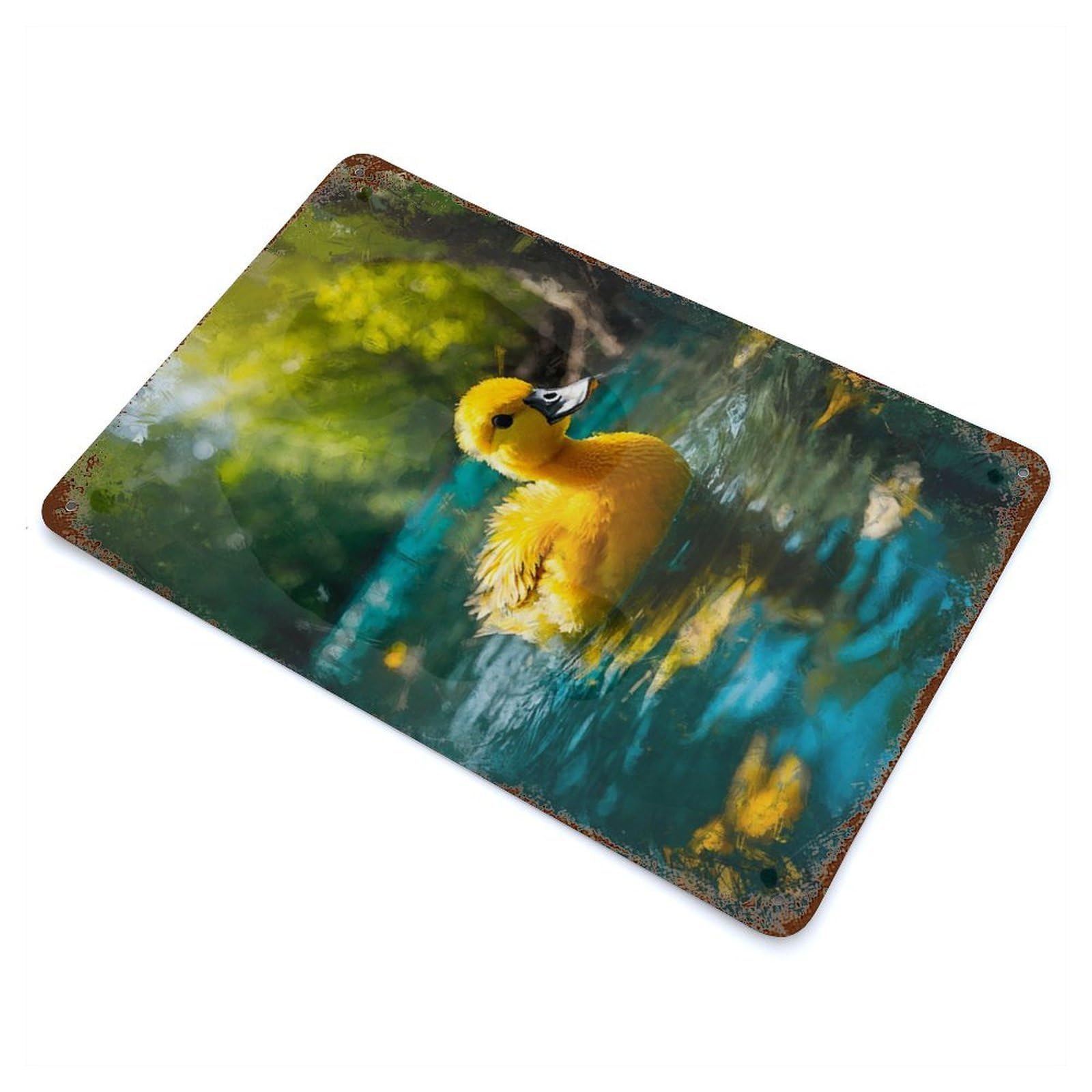 Ducklings Delight Vintage Rust Metal Sign 11.8"x7.9", for Basement, Hobby Room And Garage Decor, Farmhouse Wall Decor