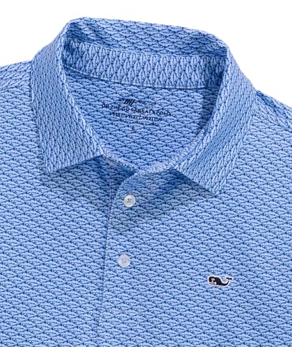 Image of vineyard vines Boys' Printed Sankaty Performance Polo, Bass Micro Jake Blue, S