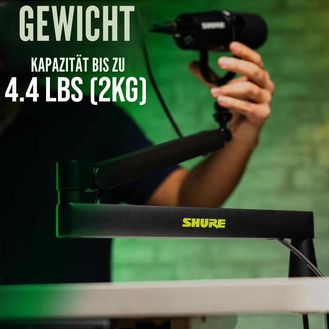Shure by Gator by Gator Premium Low-Profile-Mikrofonständer für den Schreibtisch | voll verstellbar für Podcast, Streaming und Home Office Setups | (SH-BROADCAST2)
