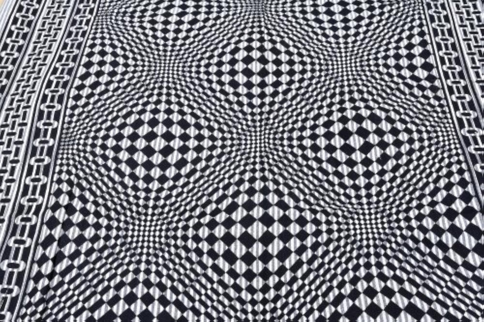 Frost-Gray and Black Single-Bed Bedspread with Printed Checks