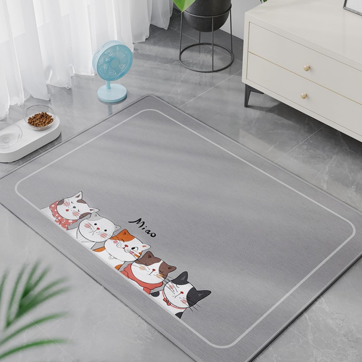 Mateju Dog Cooling Mat, Pet Cooling Mat No Gel, Cute Puppy Pattern Reusable Washable Pet Cool Pad Self Cool Ice Silk Pad for Home Travel, for Dogs Cats in Hot Summer (Kitten 1,50x70cm)