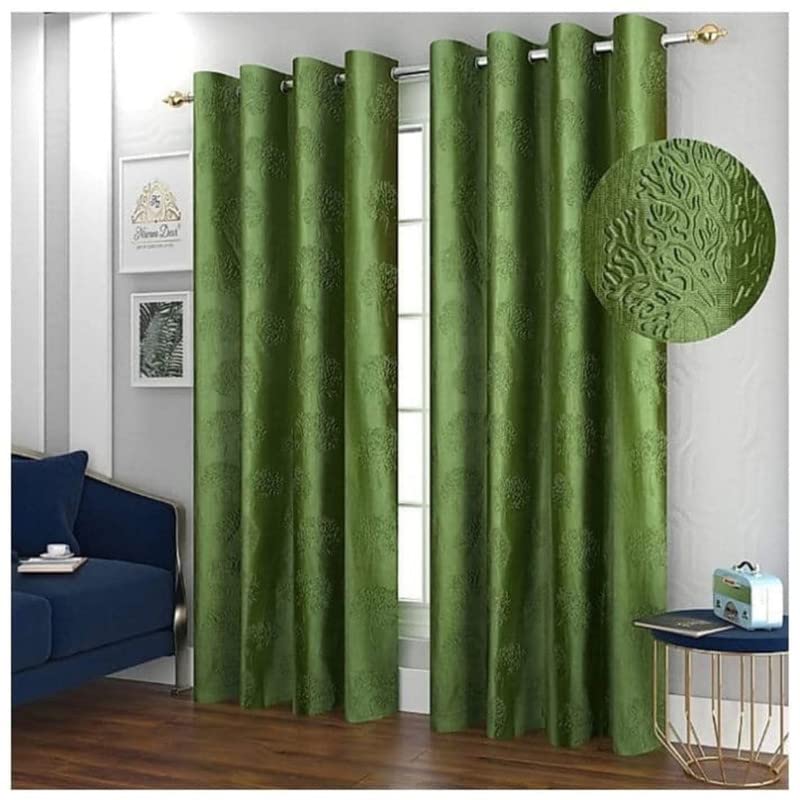ZIA HUT PRODUCTS Tree Punching Polyester Panels/Curtain for Home and Office Decor/Living Room/Kitchen/Hall, 2 Piece, Window (4 x 5 Feet,M-Green)