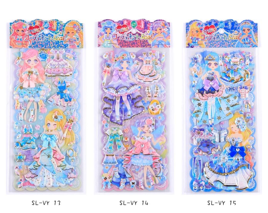 Image of 3D Aroma Princess Puffy Stickers Set for Kids - Cute Fairy Princess Dress-Up Stickers with Accessories for Scrapbooking, Journals, School Projects & DIY Crafts