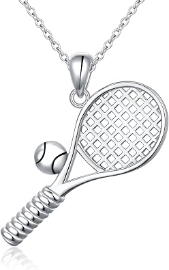 DAOCHONG S925 Sterling Silver Jewelry Tennis Racket Pendant Necklace Gift for Tennis Sports lover 18 inches to 20 inches