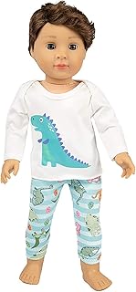 Ecore Fun American 18 Inch Boy Girl Doll Clothes Pajamas Tracksuit | for 18” American Doll | Dinosaur Pattern Clothes | Handmade Non-Toxic Outfits | Reward Birthday Gift for Kids