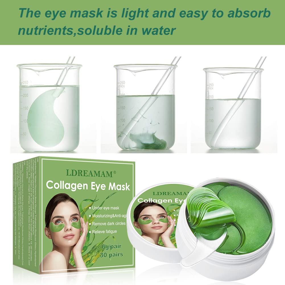 Under Eye Mask,Collagen Eye Mask,Seaweed Eye Mask,Firming Eye Mask, Eye Gel Treatment Masks for Puffy Eyes, Eye Pads for ,Under Eye Bags, Anti Wrinkle, Moisturizing Improves Elasticity 30 Pairs : Everything Else
