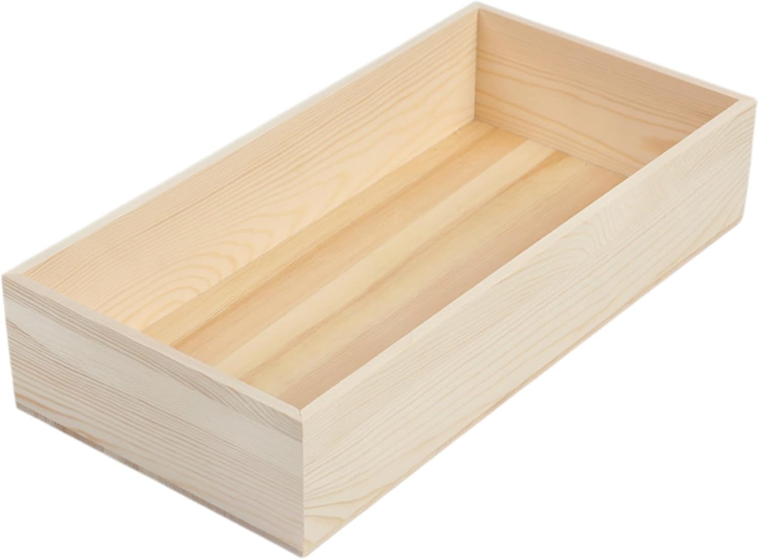 Unfinished Wood Storage Box, Natural Wooden Container for Crafts, Jewelry, Art Hobbies, DIY Projects, Home Decor, Centerpieces, Organization (11.81 x 7.87 x 3.15 in)