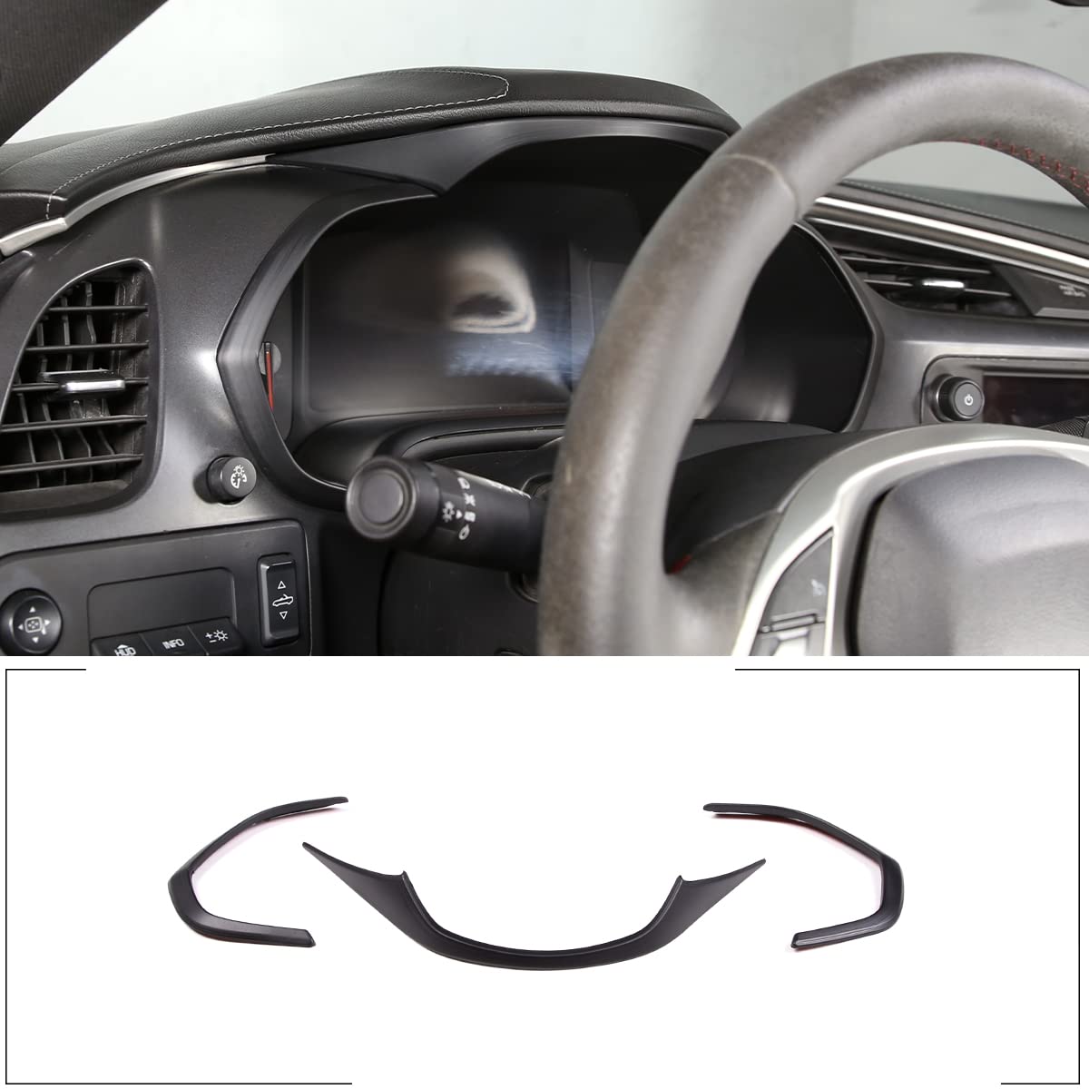 Sekhyna Dashboard Instrument Panel Trim Strips ABS 3PCS Compatible with Corvette C7 Stingray 2014-2019 Car Electronic Speedometer Cover Trim