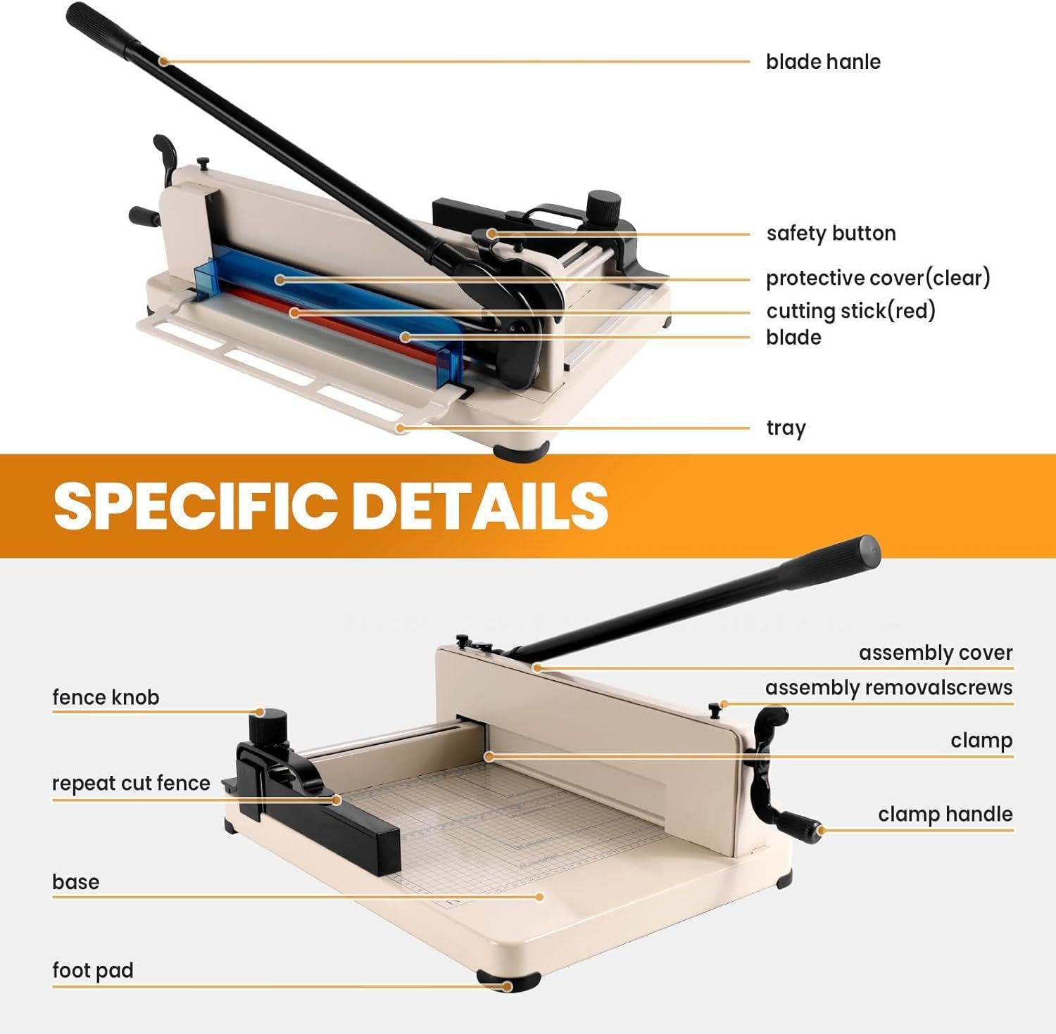 Taglierina per carta resistente, 30,5 cm, lama in acciaio da 400 fogli per scuole, artigianato e rilegatura, ampia area di taglio con base antiscivolo