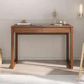 IDIMEX Mesa Escrivaninha Madeira 2 Gavetas Castanho Noah Escrivaninha para Quarto Minimalista Retro 110 cm
