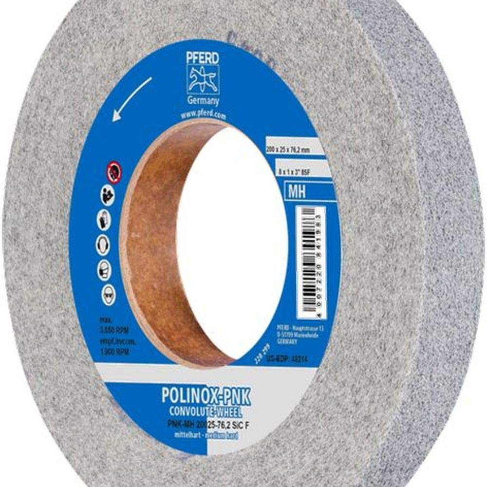 PFERD 48214 POLINOX PNK Non-Woven Abrasive Convolute Wheel, Silicon Carbide, 8