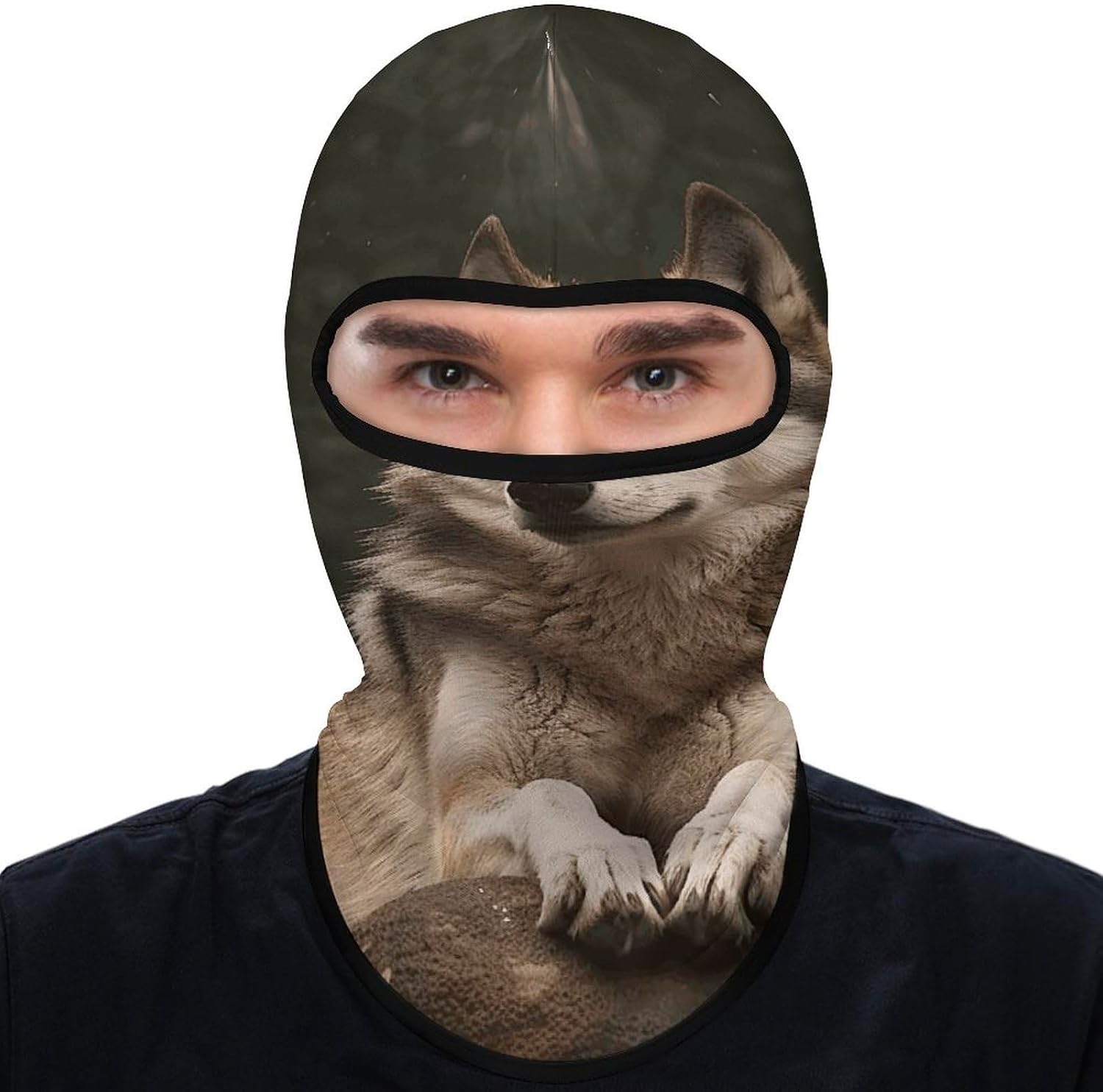 Balaclava Face Mask for Men Women Sun Protection Full Face Cover | Breathable Gray Wolf Full Face Mask Windproof Ski Mask Motorcycle Helmet Lining for Outdoor Sport Cycling
