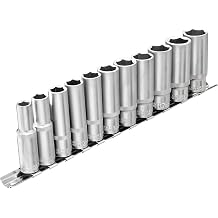 DAKCOS 11 Piece 3/8-Inch Drive Metric Deep Socket Set 8-19MM Lenth 63mm