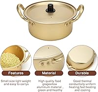 Vista 2 de Korean Ramen Cooking Pot, AHIER Korean Ramen Noodle Pot With Lid, Spoon and Chopsticks (1pair), Fast Heating for Kitchen Cookware (Double handle)