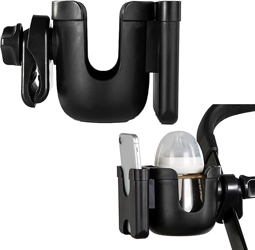 Miniatura 1 de Portavasos para cochecito con soporte para teléfono, portavasos para cochecito Uppabababy, soporte ajustable para bebidas, soporte universal 2 en 1