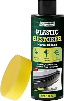 Plastic Restorer for Cars Back to Black Plastic Restorer with UV Protection & Sponge Long Lasting Solution Finish Black Trim Restorer for Auto Exterior, Truck, RV, Bumper Restores Faded Trim