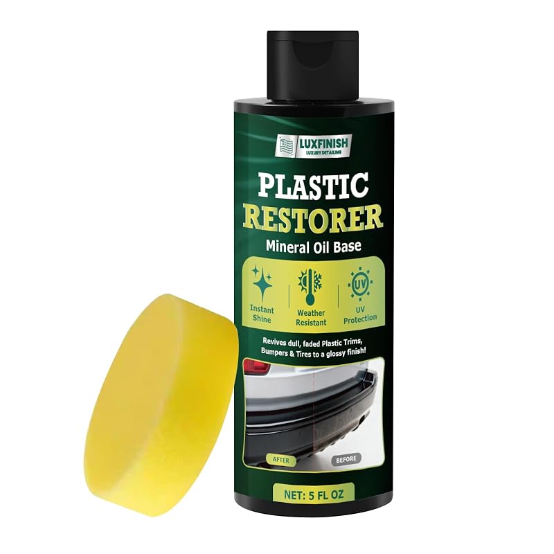 Restaurador de Plásticos Automotivos LUXFINISH com Aplicador, Acabamento Preto e Proteção UV, 150 mL