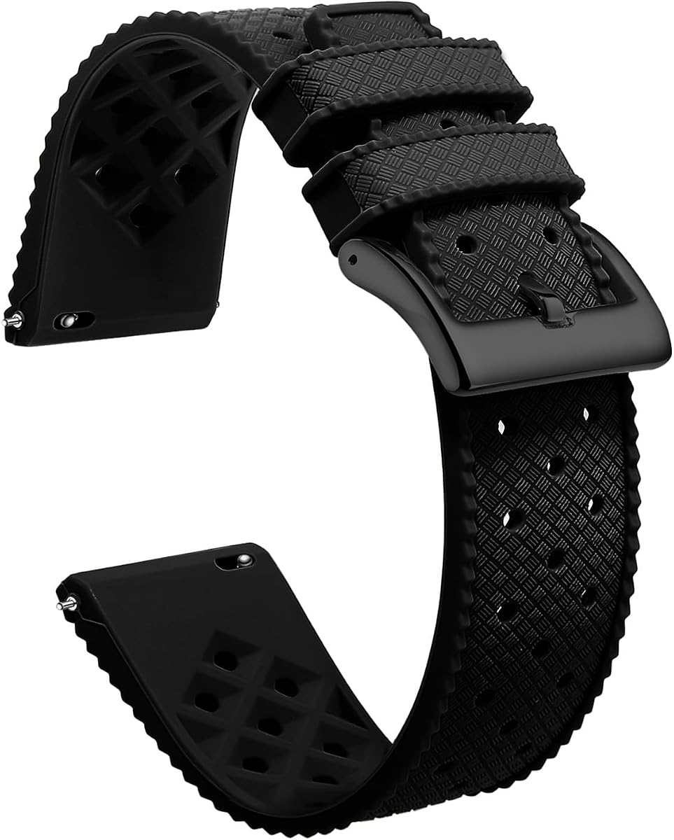 Silicone Watch Bands Quick Release Tropical Style 18mm, 20mm, 22mm for Men and Women Replacement Rubber Watch Bands Soft Breathable Waterproof Sport Watchbands Straps
