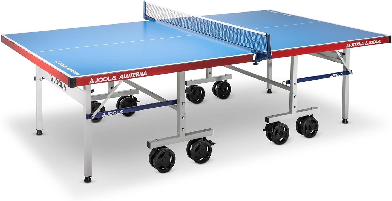 JOOLA 11650 Tischtennistisch ALUTERNA Profi Outdoor Tischtennisplatte Wetterfest 6 MM Aluminium-Kunststoffverbundoberfläche & 19900 Tischtennistisch Abdeckung Tischabdeckung, Schwarz, 150x160x50-80CM