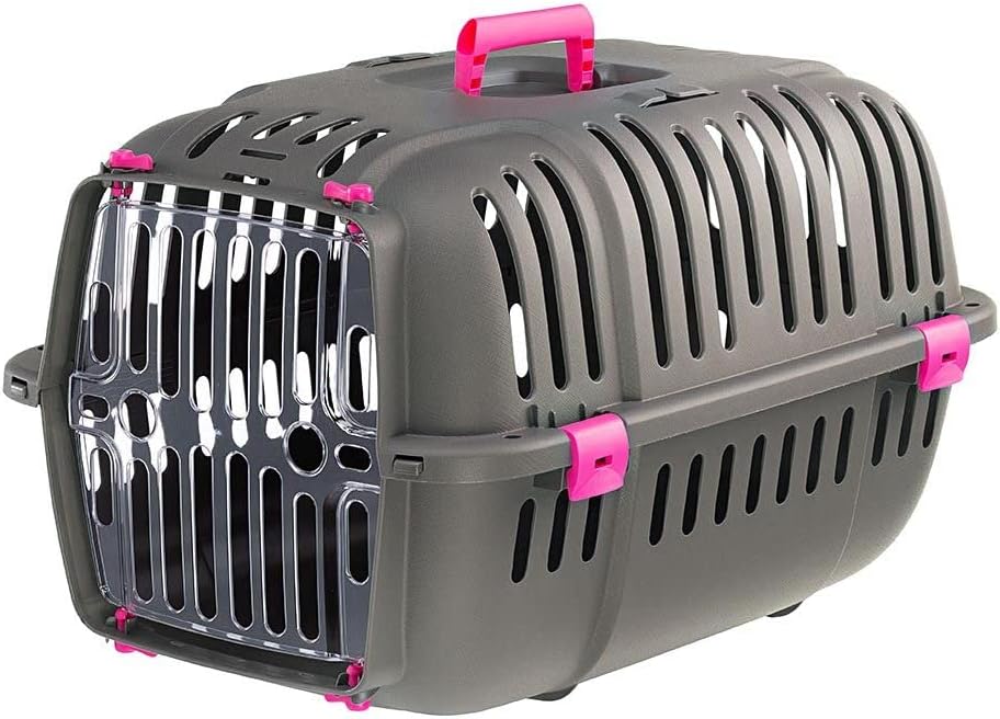 Ferplast, Jet 20 Grey Small Dog Cat Hard Carrier Box Transparent Shockproof Door Vent Grilles
