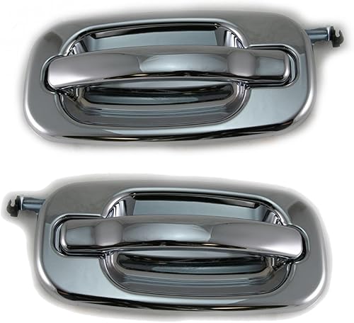 AM Autoparts Juego de manijas de puerta exterior cromadas traseras para camioneta Chevy GMC Cadillac