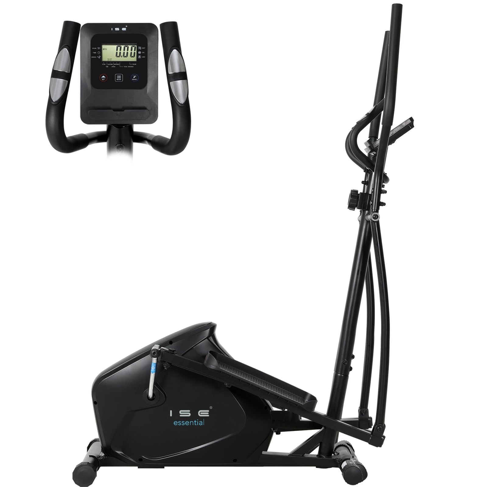 ISE Ellittica da Casa, Cyclette Ellittica Professionale con Resistenza Magnetica Schermo LCD Supporto per Smartphone