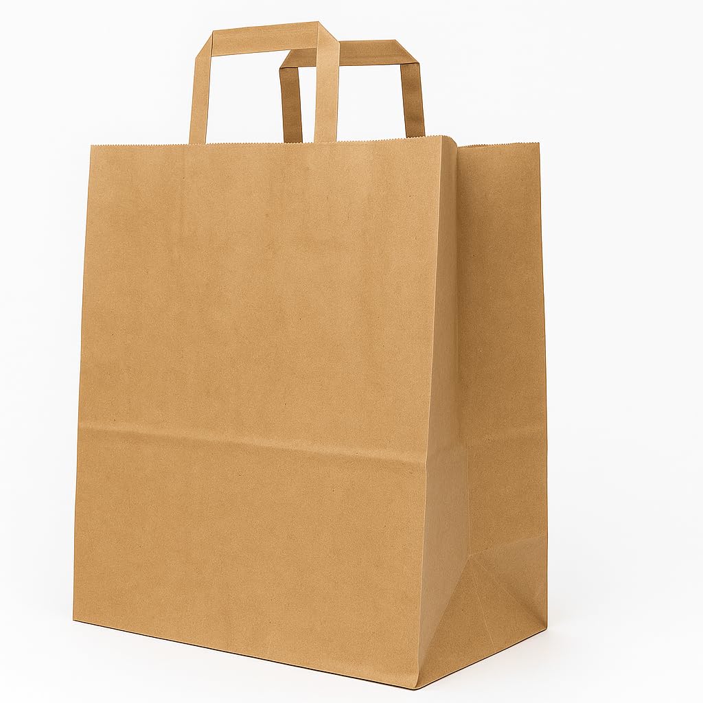 BeFreeX - Bolsas de papel kraft con asa plana 26×17×29 cm | Packs de 175 y 350 unidades | Resistentes, ecológicas y personalizables | Bolsas para regalo | Para tiendas, eventos y comercios (350)