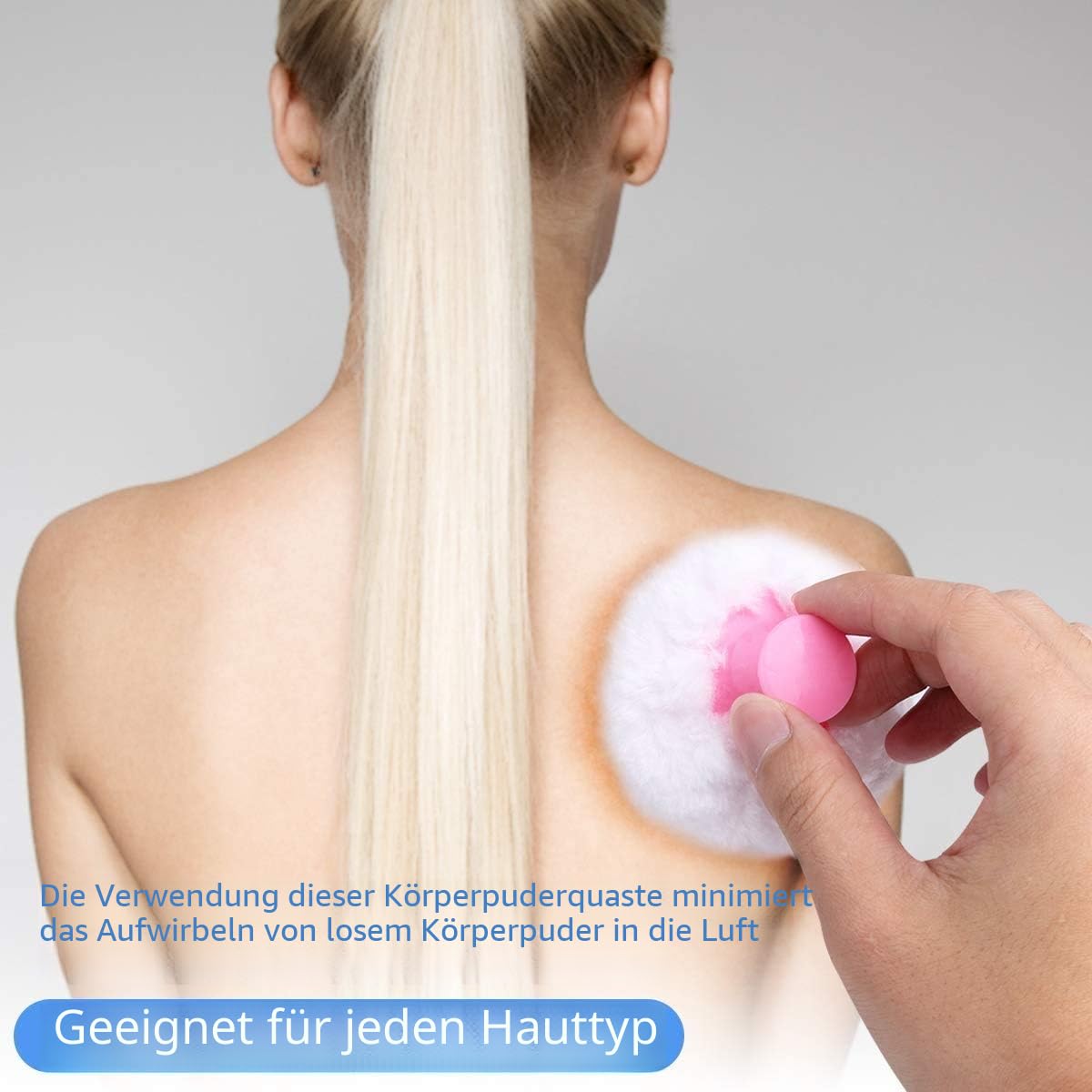 Baby-Puderquasten, Kosmetikpuder-Quasten, Kit mit Behältern, Blau und Rosa, 2 Stück
