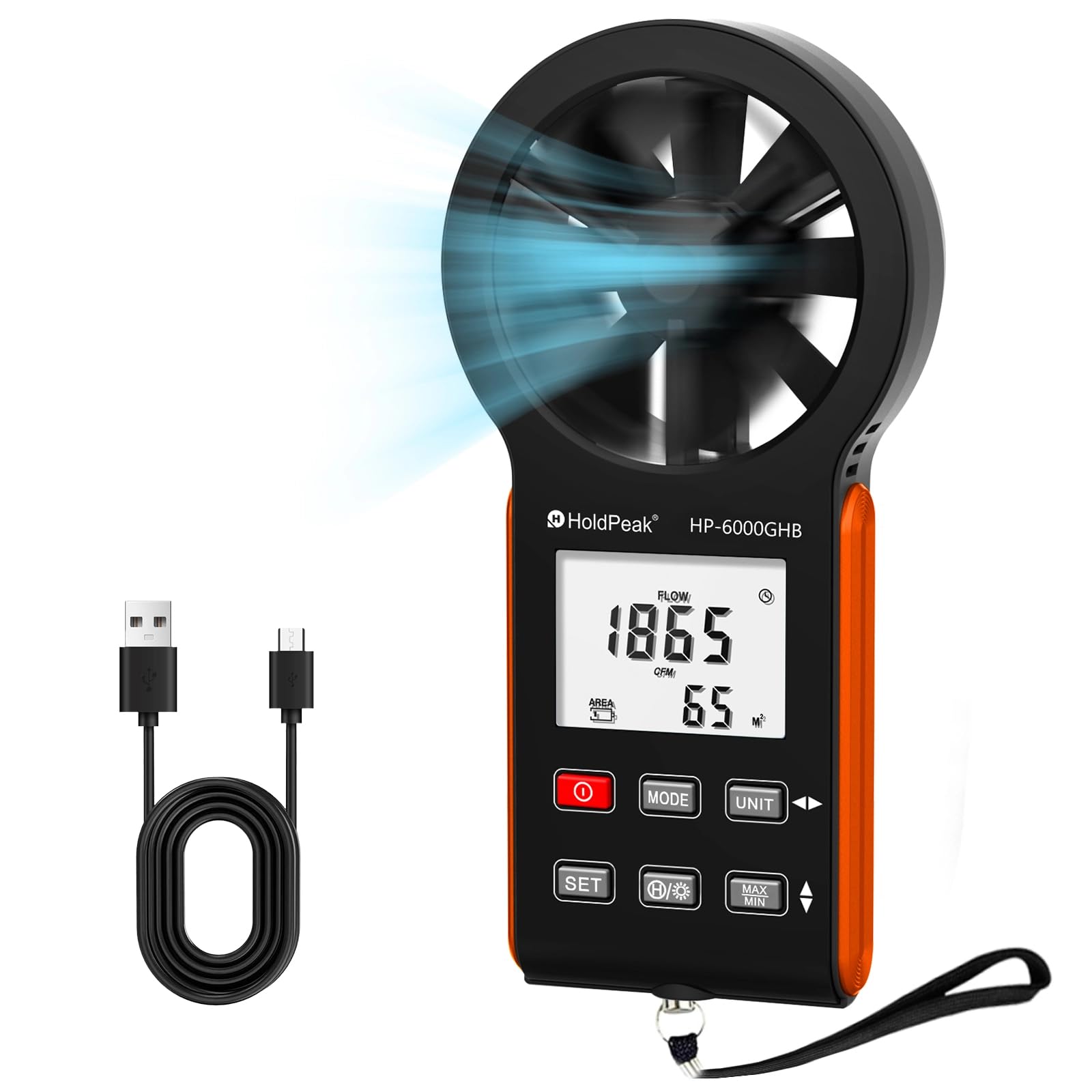 HOLDPEAK Handheld Anemometer, Digital Wind Speed Meter for HVAC, Drone Flying, Sailing & Weather Monitoring, Portable Air Flow Tester with Backlight, Rechargeable Battery, and Auto Shut-Off-image-47