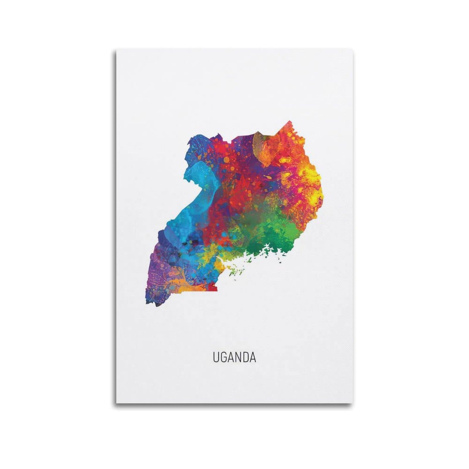 MJZLQN Map Poster Of Uganda With Watercolor Poster Decorative Painting Canvas Wall Posters And Art Picture Print Modern Family Bedroom Decor Posters 24x36inch(60x90cm)