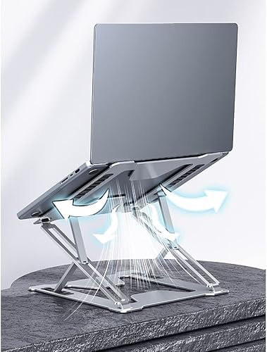 Miniatura 4 de HAENJA Soporte para laptop puede levantar aleación de aluminio de pie suspendido escritorio elevado, marco de soporte plegable portátil, estante