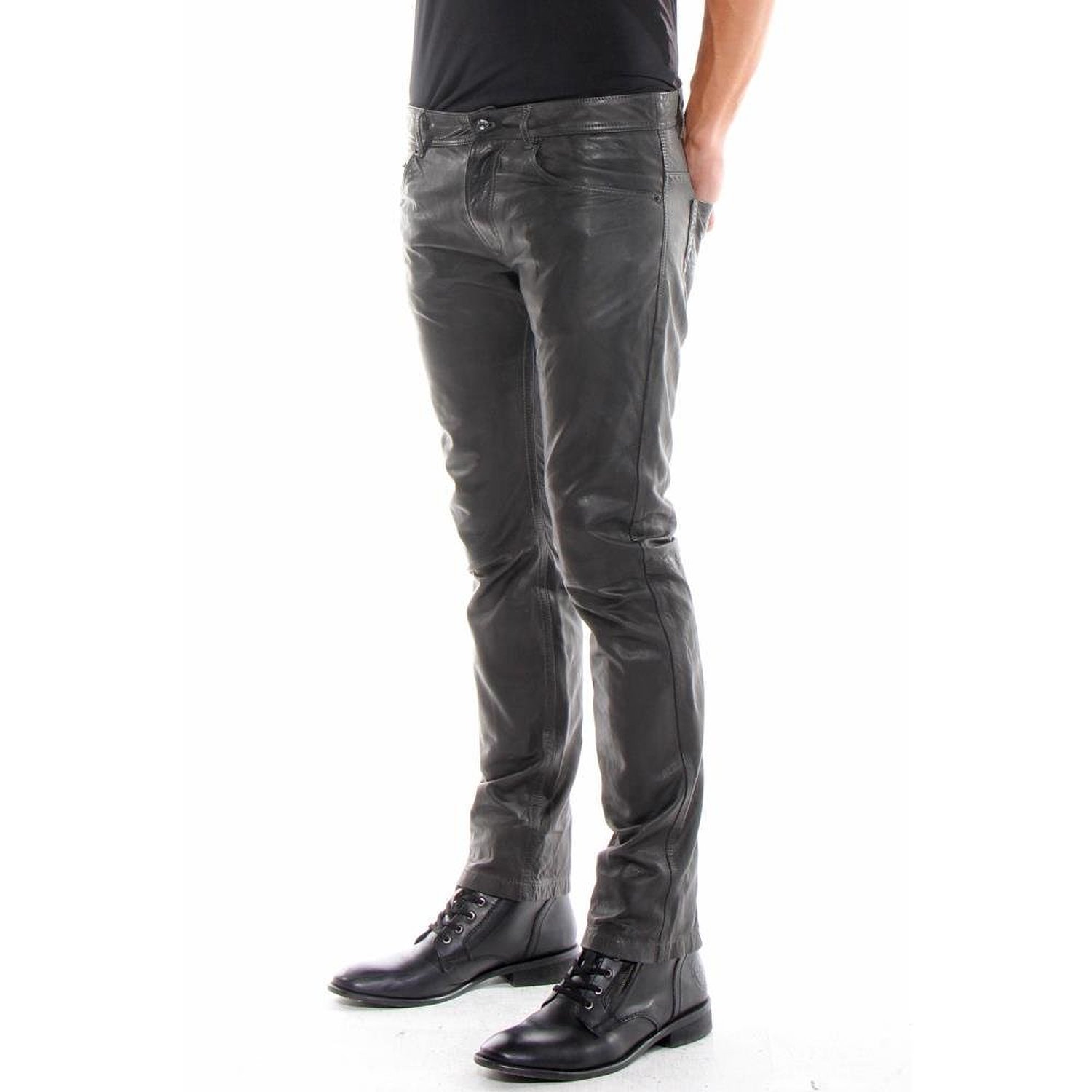 DIESEL Men Leather Pants L-Thavar Slim 
