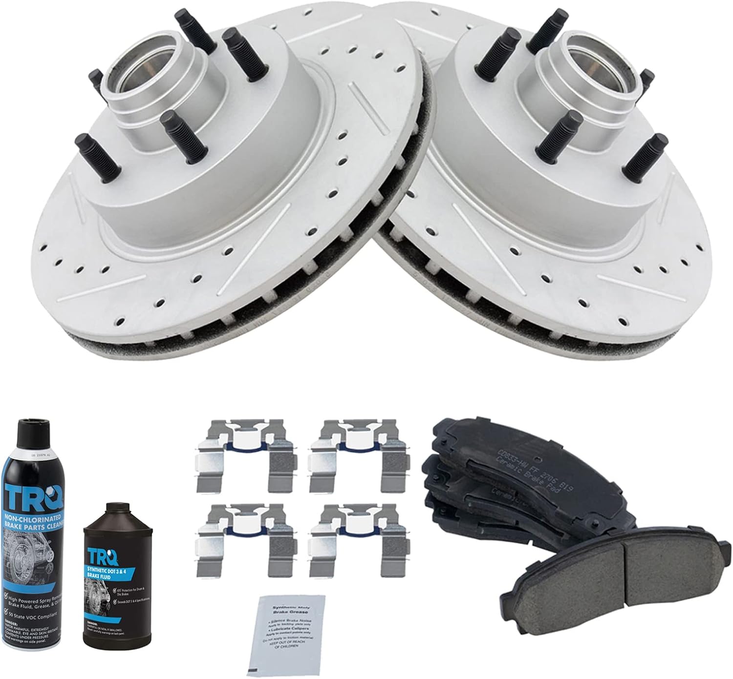 TRQ Front Performance Brake Pad & Rotor Kit Brake Chemical Kit Brake Pads Brake Rotors Set Ceramic Premium G-Coated Compatible with 2003-2011 Ford Ranger 2003-2009 Mazda B2300
