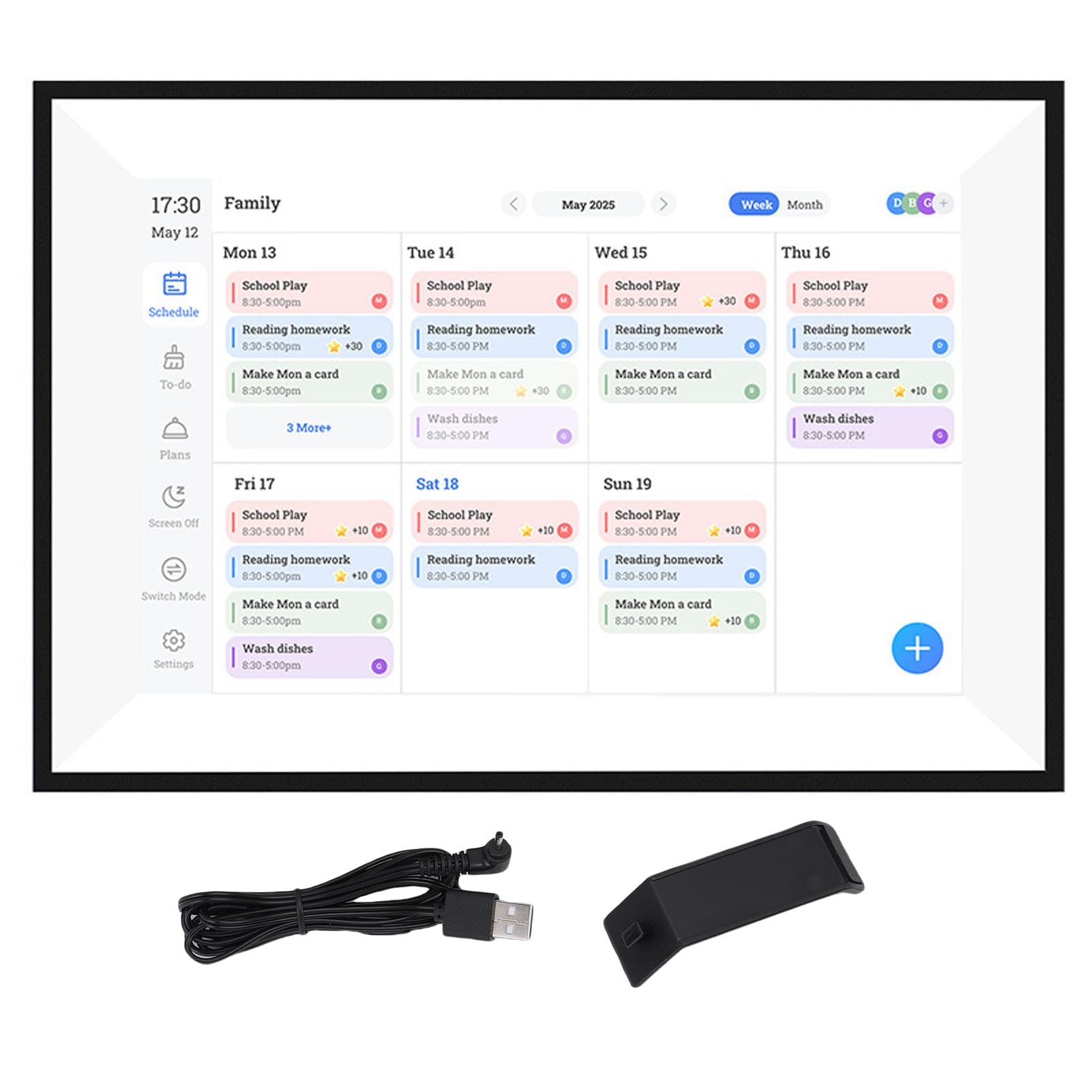 Goshyda 10.1in Wallplaner Digitaler Kalender -Chore -Diagramm, Intelligentes Touchscreen -Display für Familienpläne, Elektronische WLAN -Fotorahmen, Vertikaler Horizontaler Schalter