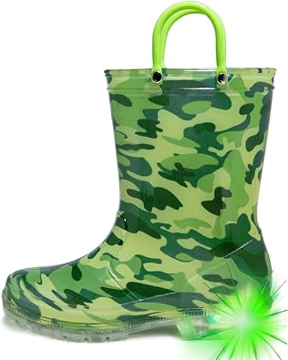 HugRain Light Up Rain Boots for Little Kids