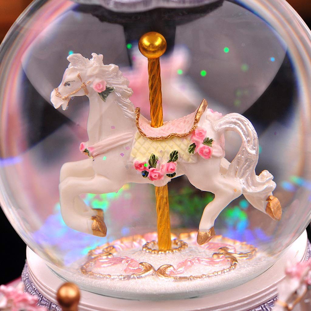 Amazon.co.jp: オルゴールカルーセル馬オルゴールスノードーム色変更