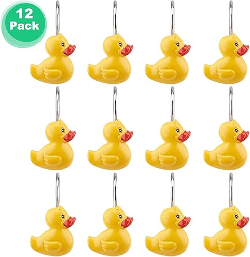 Miniatura 2 de AGPtek Home Fashions - Ganchos decorativos de resina de pato amarillo antioxidante para cortina de baño, ducha, dormitorio, sala de estar, 12 piezas