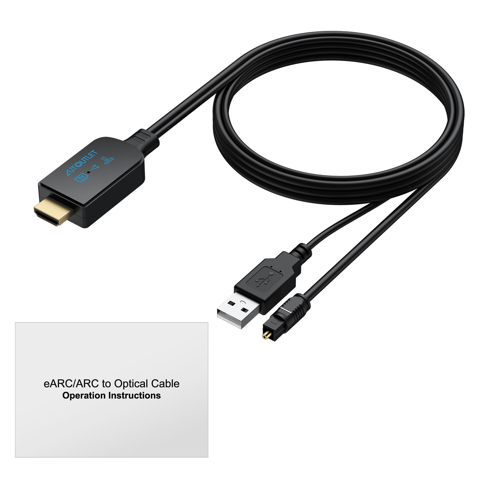 AUTOUTLET EARC/ARC Vers Câble Optique Adaptateur HDMI ARC Extracteur Audio EARC Prise En Charge 192 KHz Adaptateur HDMI ARC Vers Audio Optique/extracteur Audio ARC
