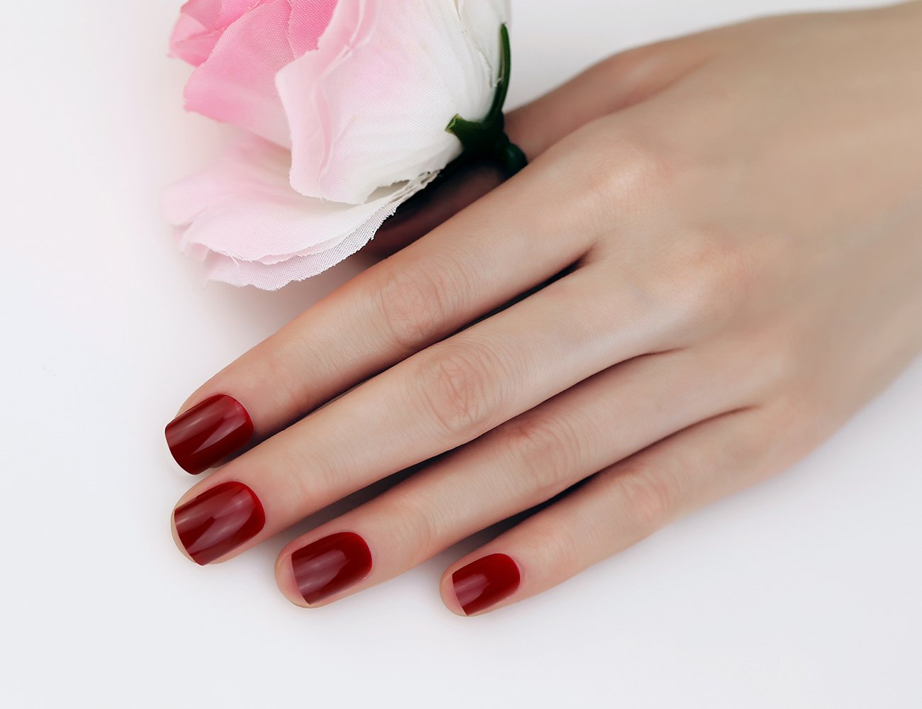 ArtPlus Preglued 24pcs x 3 (3-Pack) Dark Wine Red Press on False Nails Full Cover Short and Small with Upgraded Super Adhesive Tabs on and 2g Spare Glue Fake Nails Kit