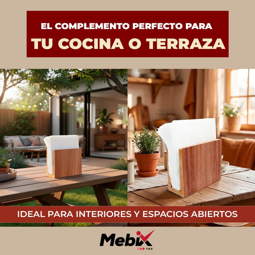 Mebix TRD Servilletero para mesa de madera hecha a mano, servilletero multiusos de gran capacidad