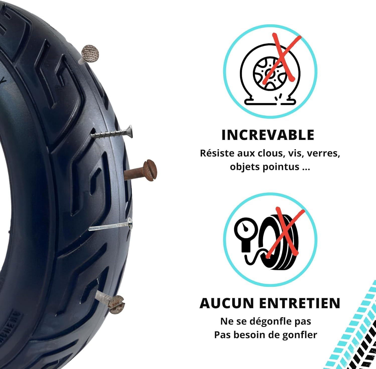 BITUME | Pneu Plein 10x2.75-6.5 (55mm intérieur) pour Trottinette Électrique | Compatible Urbanglide Ecross/Pro, SmartGyro Crossover/Rockway, Speedway| Increvable | Roue Avant et Arrière